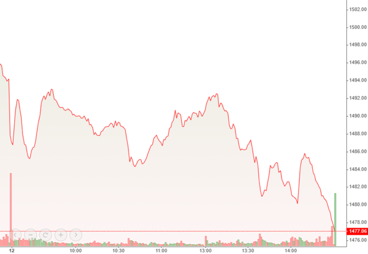 VN30-Index trượt dốc sâu trong cả phiên chiều.