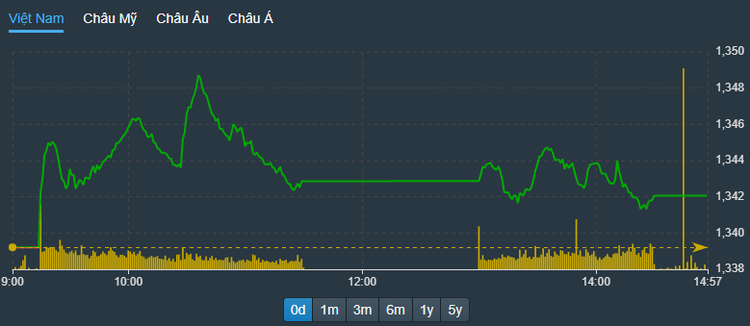 VN-Index hầu như đứng im trong phiên chiều nay.