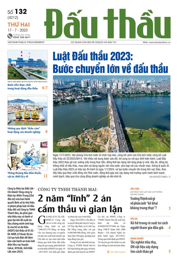 Báo Đấu thầu số 132 ra ngày 17/7/2023