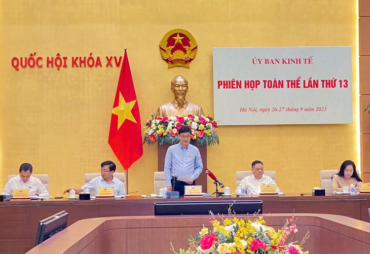 Chủ nhiệm Ủy ban Kinh tế của Quốc hội Vũ Hồng Thanh phát biểu tại Phiên họp toàn thể thứ 13. Ảnh: Nam An