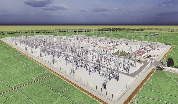 Phối cảnh TBA 500kV Bắc Ninh và đường dây đấu nối (ảnh: EVNNPT)