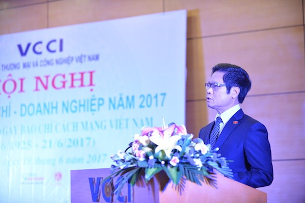 Chủ tịch Phòng Thương mại và Công nghiệp Việt Nam (VCCI) Vũ Tiến Lộc phát biểu tại Hội nghị. Ảnh: VGP