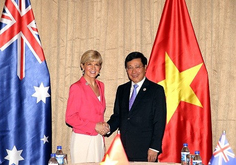 Phó Thủ tướng, Bộ trưởng Ngoại giao Phạm Bình Minh và Bộ trưởng Ngoại giao Julie Bishop. Ảnh: VGP