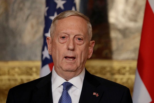 Bộ trưởng Quốc phòng Mỹ James Mattis. Ảnh:Reuters.