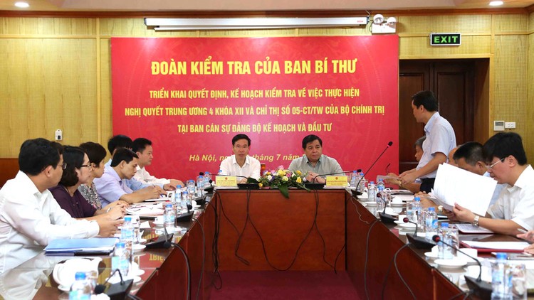 Đoàn kiểm tra của Ban Bí thư Trung ương Đảng làm việc tại Bộ Kế hoạch và Đầu tư