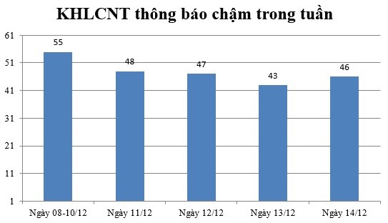 Ngày 14/12: Có 46 thông báo kế hoạch lựa chọn nhà thầu chậm