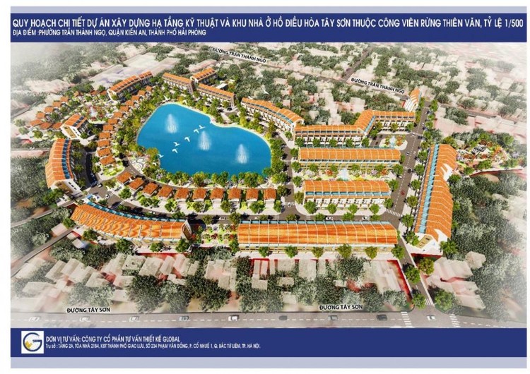 Phối cảnh Dự án Xây dựng hạ tầng kỹ thuật và khu nhà ở hồ điều hòa Tây Sơn thuộc Công viên rừng Thiên Văn