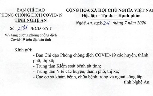 Nghệ An yêu cầu những người đã đến Đà Nẵng trong 14 ngày qua khai báo y tế