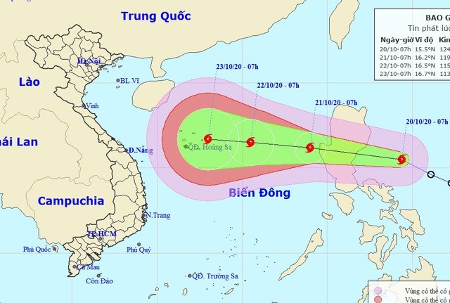 Vị trí và hướng di chuyển của bão Saudel. (Ảnh: NCHMF).