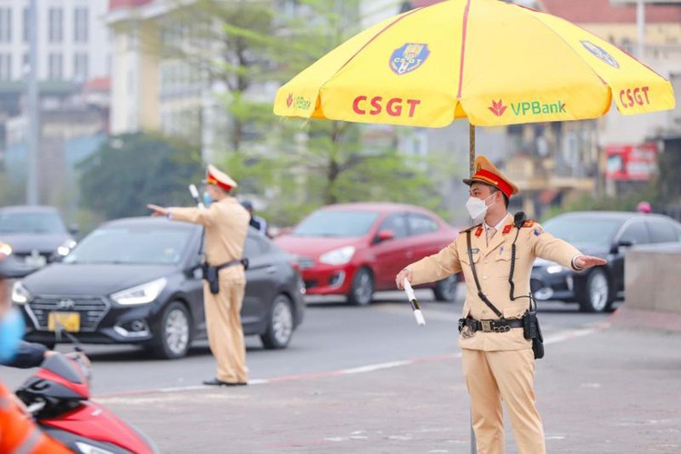 Công an Hà Nội tổ chức phân luồng giao thông. Ảnh minh họa