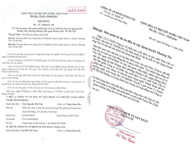 Theo Bên mời thầu, hợp đồng do Công ty CP Đầu tư Xây dựng và Chuyển giao công nghệ Thành Đoàn cung cấp trong HSDT được xác minh là không có thật