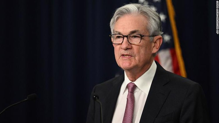 Chủ tịch Fed Jerome Powell tại cuộc họp báo ngày 4/5.