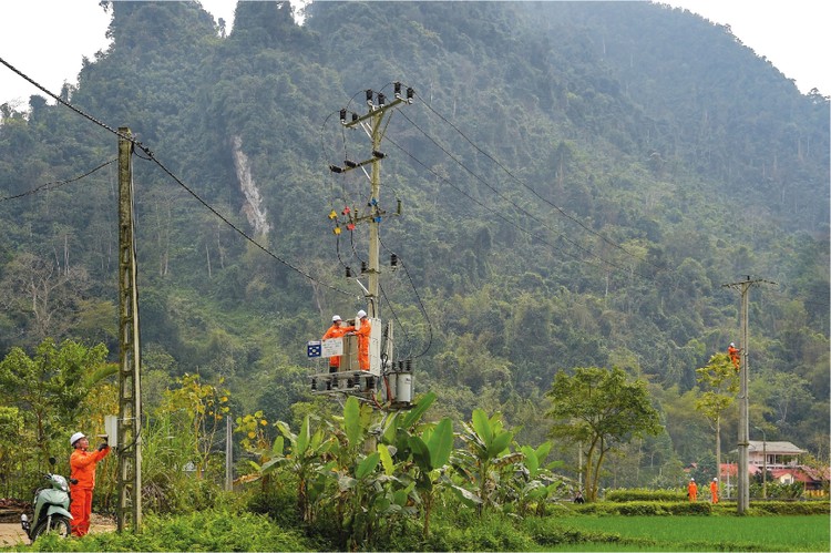 Cán bộ của Công ty Điện lực Tuyên Quang kiểm tra, đánh giá thực trạng tổng thể hệ thống lưới điện trên địa bàn