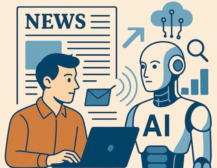 AI được dự báo sẽ thay đổi công việc của nhà báo nhiều hơn là thay thế họ. Ảnh: Nhã Chi AI